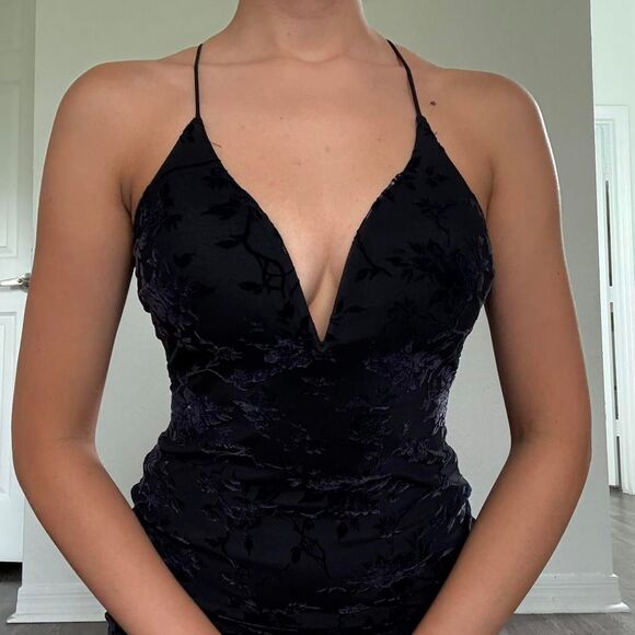 Papaya black velvet burnout maxi dress - Picture 6 of 8